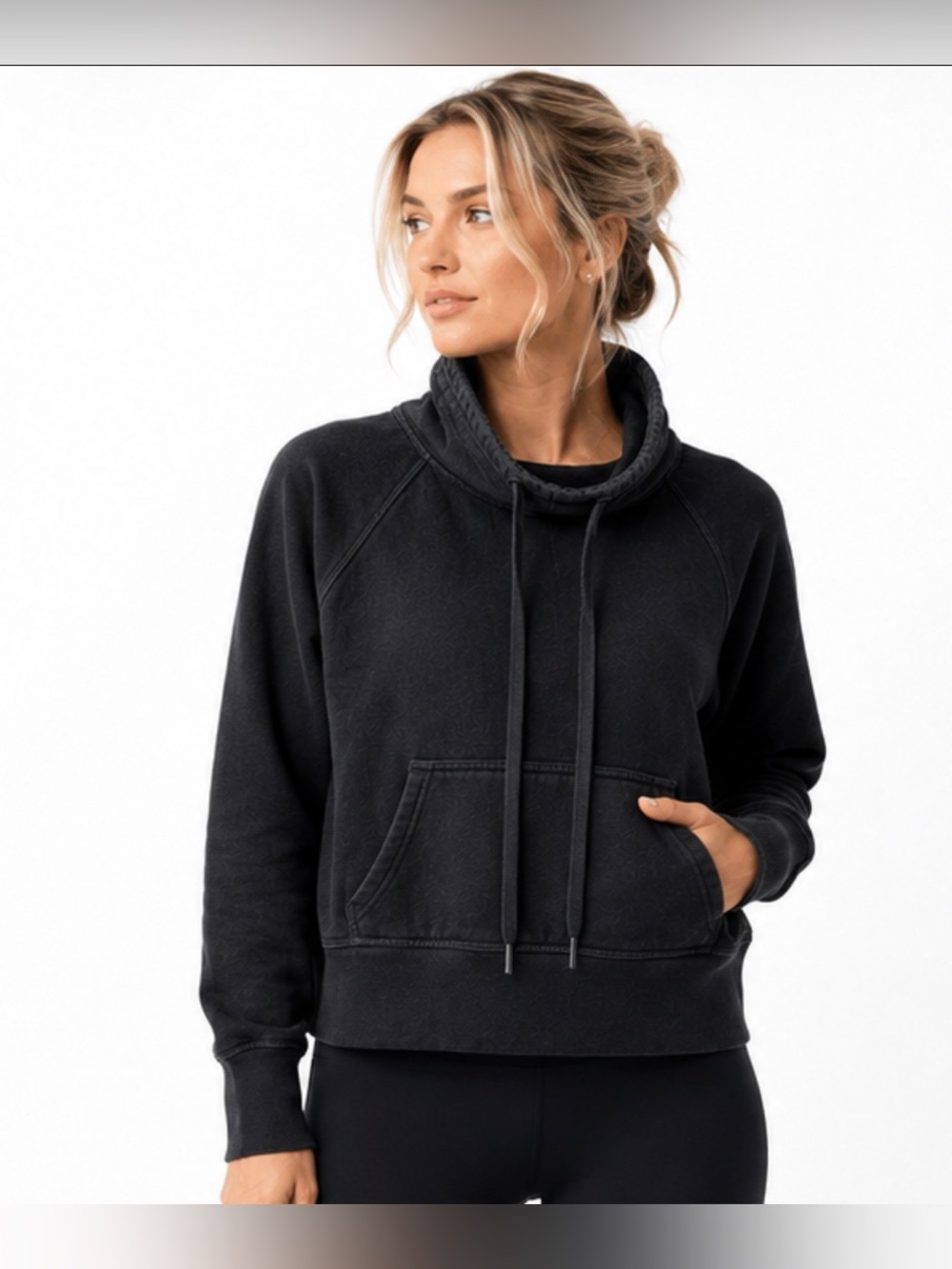 Core 10 Black Fleece Cowl Neck Pullover Sweatshirt Size Small